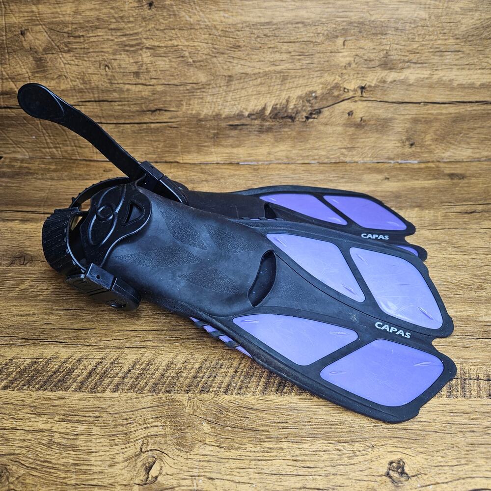 Capas Snorkel Swim fins short Black purple Kids size 9-13